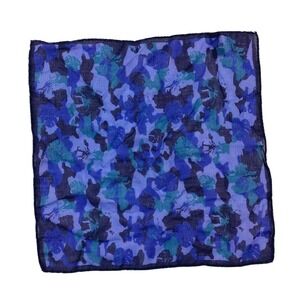 M. Ferretti Wool Cashmere Purple Teal Camo Pocket Square NWOT